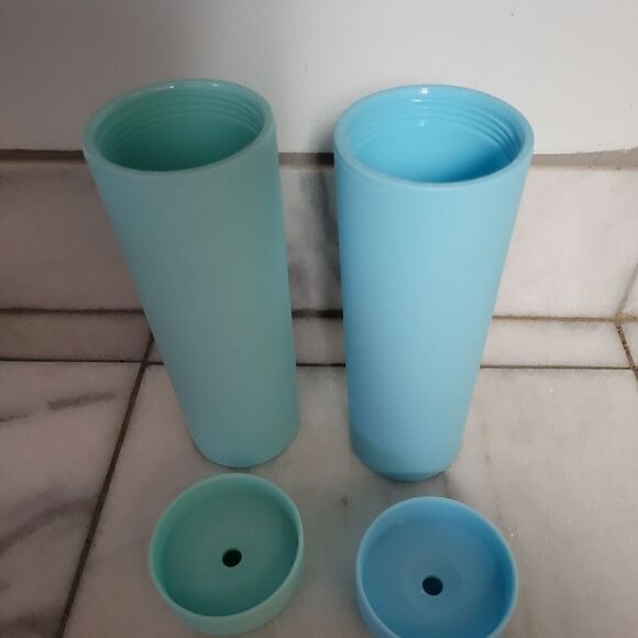 NEW STRATA Acrylic Tumbler Matte Pastel Blue & Green 16oz Set of 2 - Picture 3 of 9
